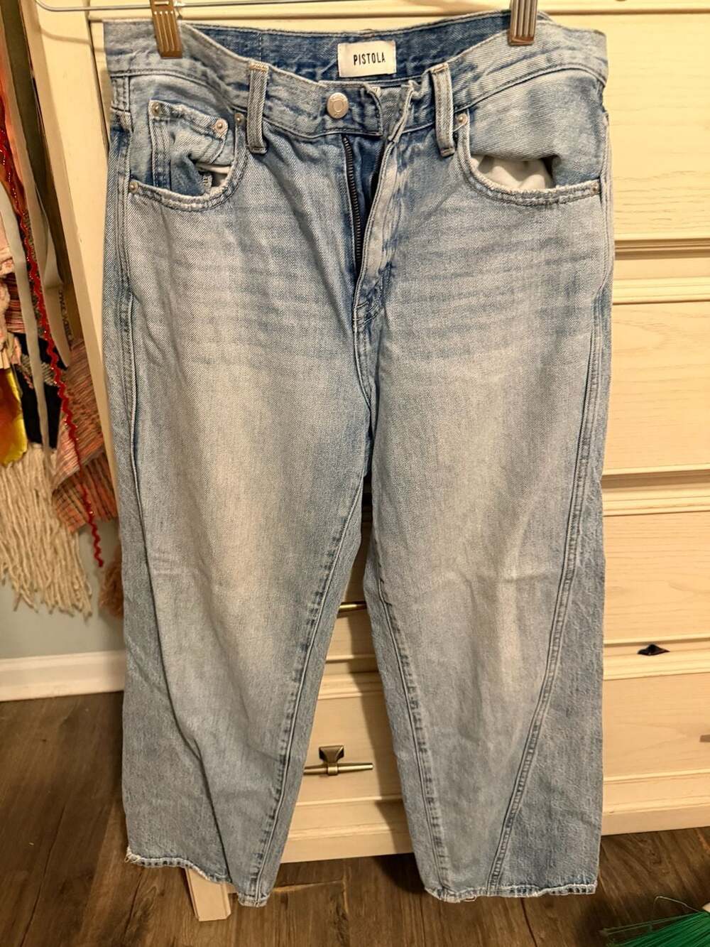 Pistola Kacey High Rise Wide Leg Jeans in Light Wash